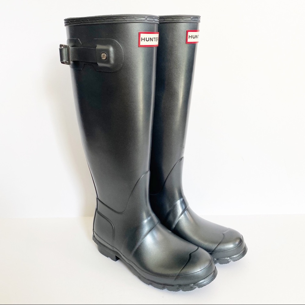 Hunter Tall Metallic Grey Waterproof Rain Boots 9